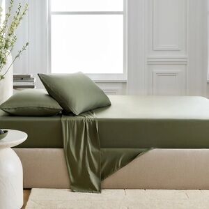 QUINCE Bamboo Flat Sheet Twin Olive 4991